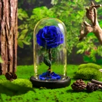 Rose Éternelle-Bleue-Sous-Cloche-Lumière-LED-XL
